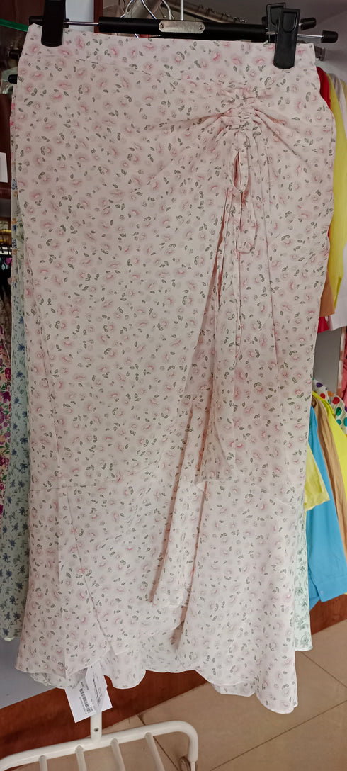 Floral Drawstring Irregular Ruffle Skirts